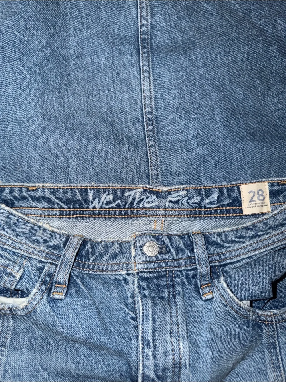 Free People Denim Midi Skirt in Faded Blue